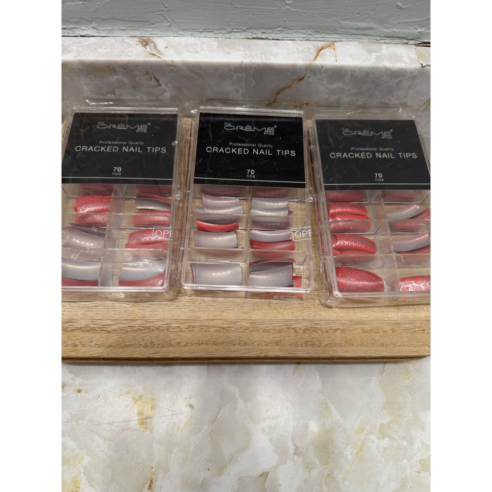 The Creme Shop Cracked Nail Tips Red Silver 70ct Pack of 3 Model R-063